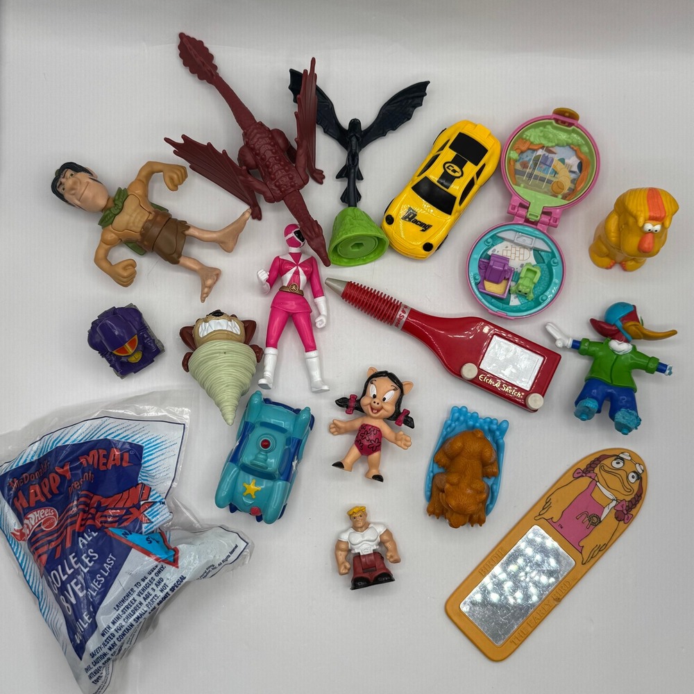 McDonald's Mattel Toy Lot Treasure Box Power Ranger Looney Tunes Figures Car